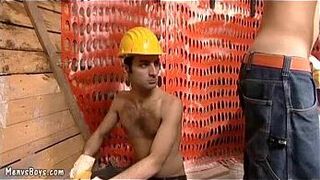 Steamy Old Young gay sex at a construction site - porn video