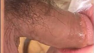 Japanese mature cat with spots has her old pussy split wide and filled with hard - porn video